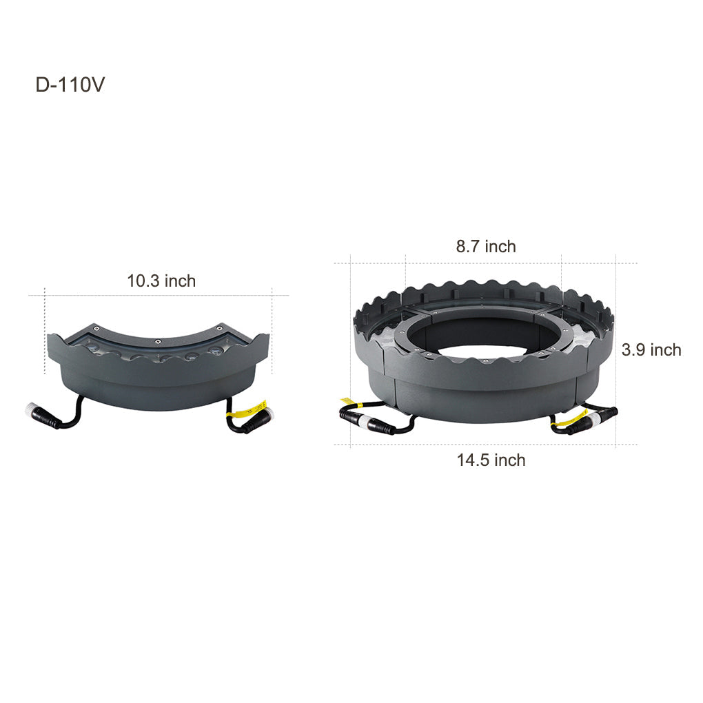 Side profile of tree ring light showing low profile housing