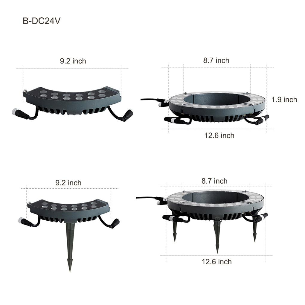 Split section tree ring light design for flexible installation around trees