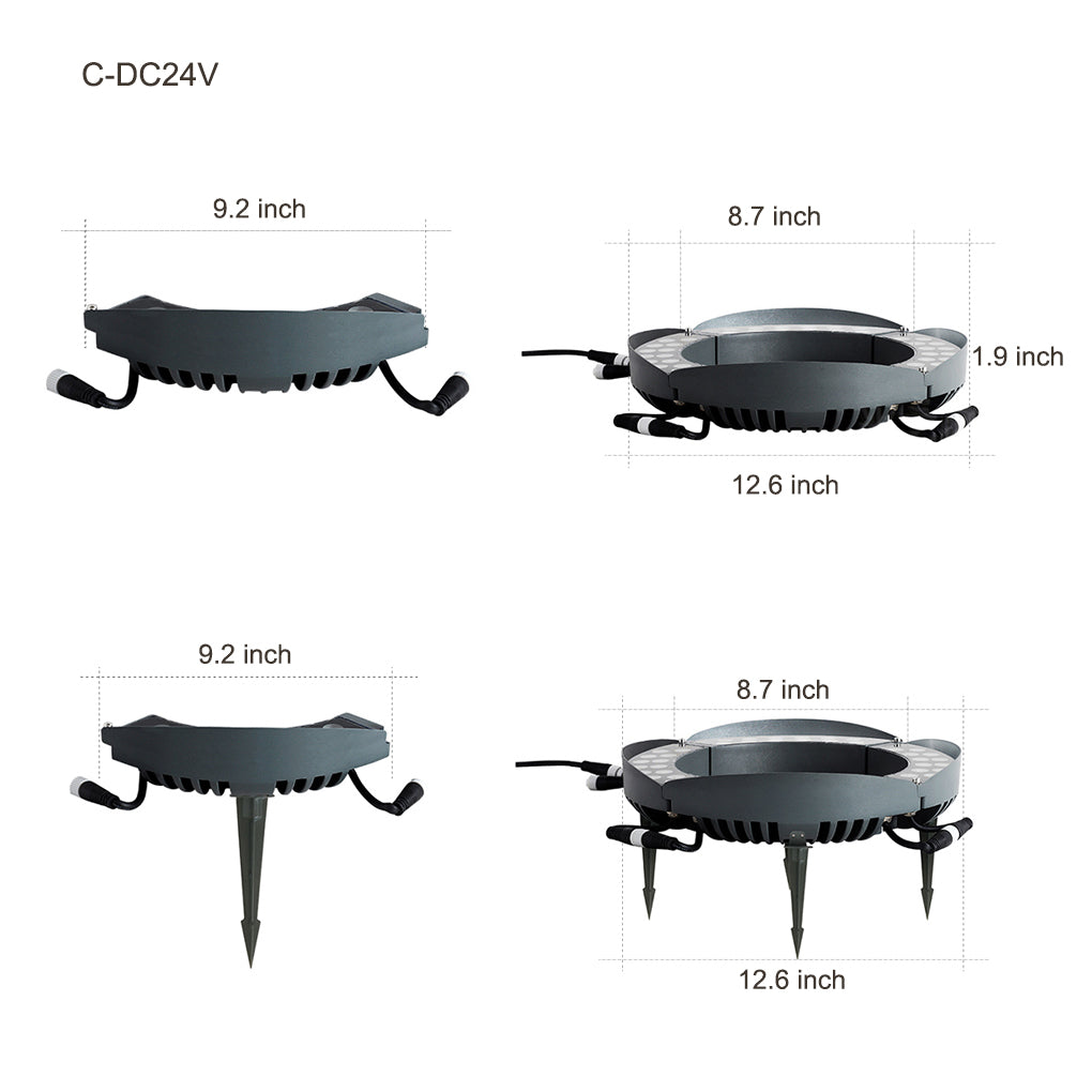 Tree ring light with integrated power cable for outdoor landscape lighting