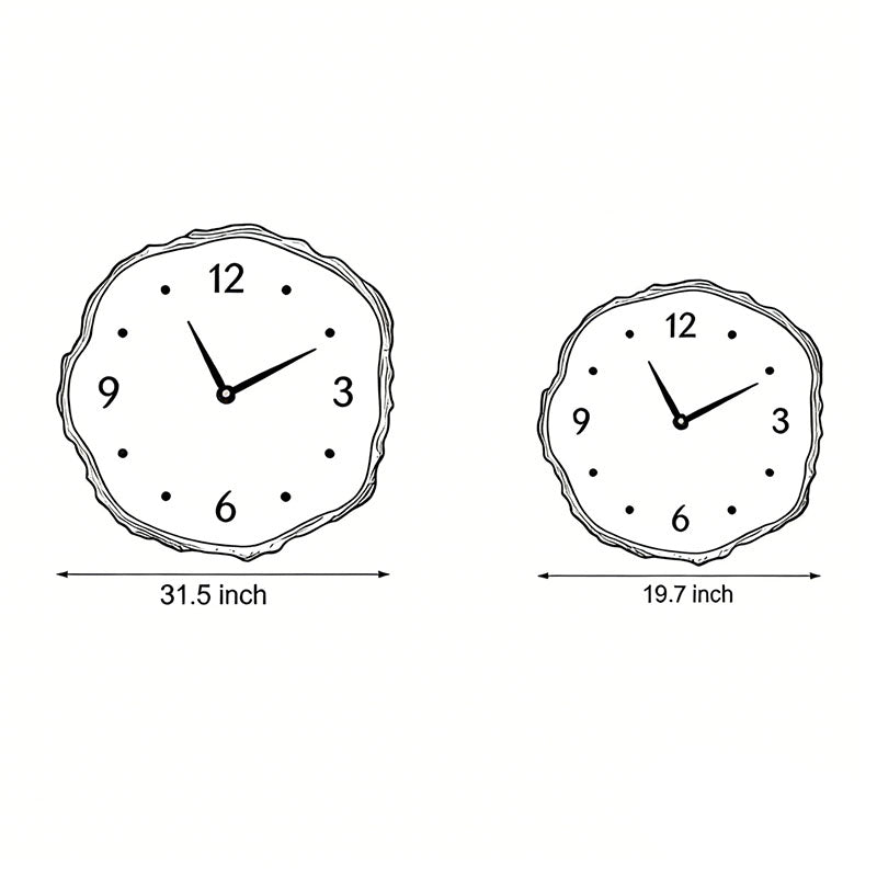 Tree stump wall clock with a minimalist design and glowing LED lighting, perfect for creating a warm, inviting space.