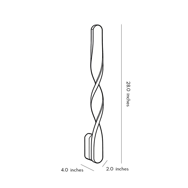 Twisted LED wall lights with a black and white finish, enhancing a modern interior.