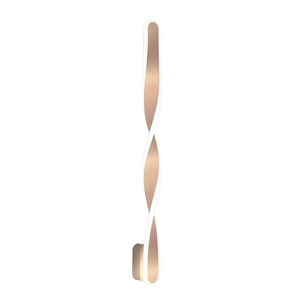 Technical diagram showing dimensions and structure of twisted LED wall lights models.