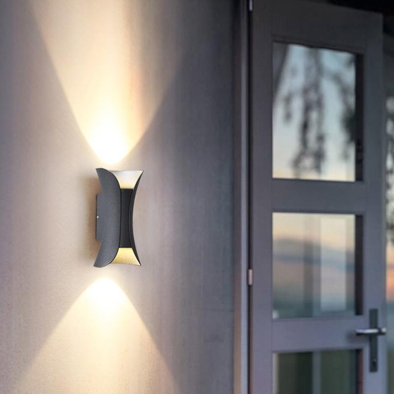 Up down lighting wall lights dual head arc wall lamp features sleek arc design for modern indoor and outdoor spaces.