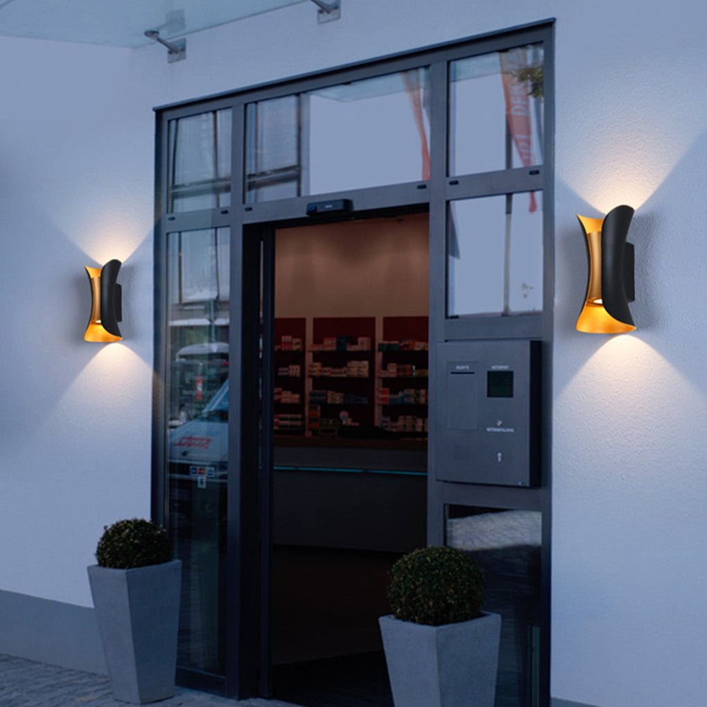 Up down lighting wall lights dual head arc wall lamp creates balanced illumination with modern curved design.