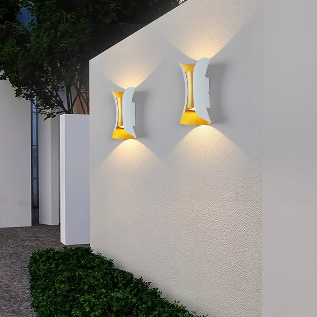 Up down lighting wall lights dual head arc wall lamp enhances walls with soft upward and downward light effects.