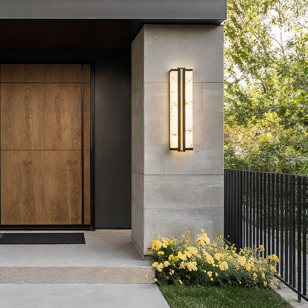 Vertical wall light modern black LED waterproof light provides sleek, durable illumination for indoor and outdoor spaces.