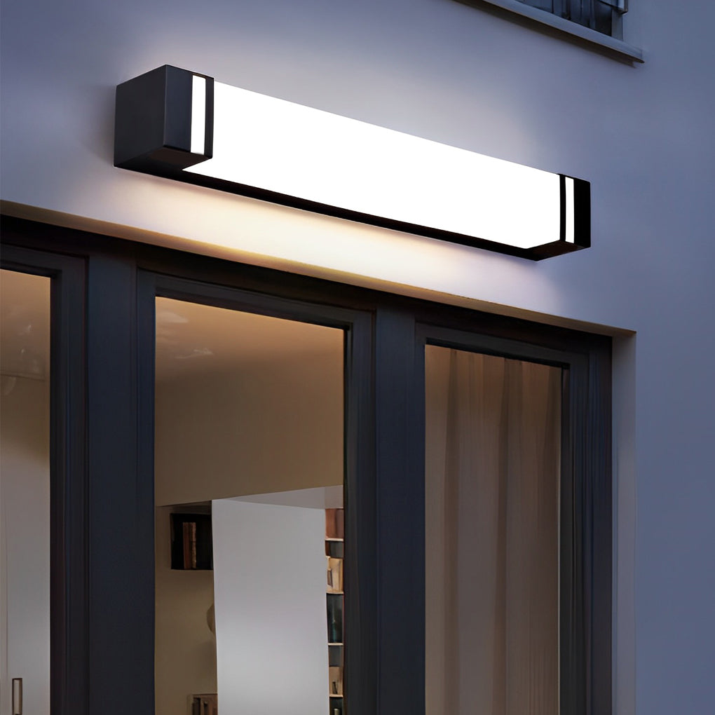Vertical wall lighting illuminating a hallway, adding a clean and minimalist aesthetic.