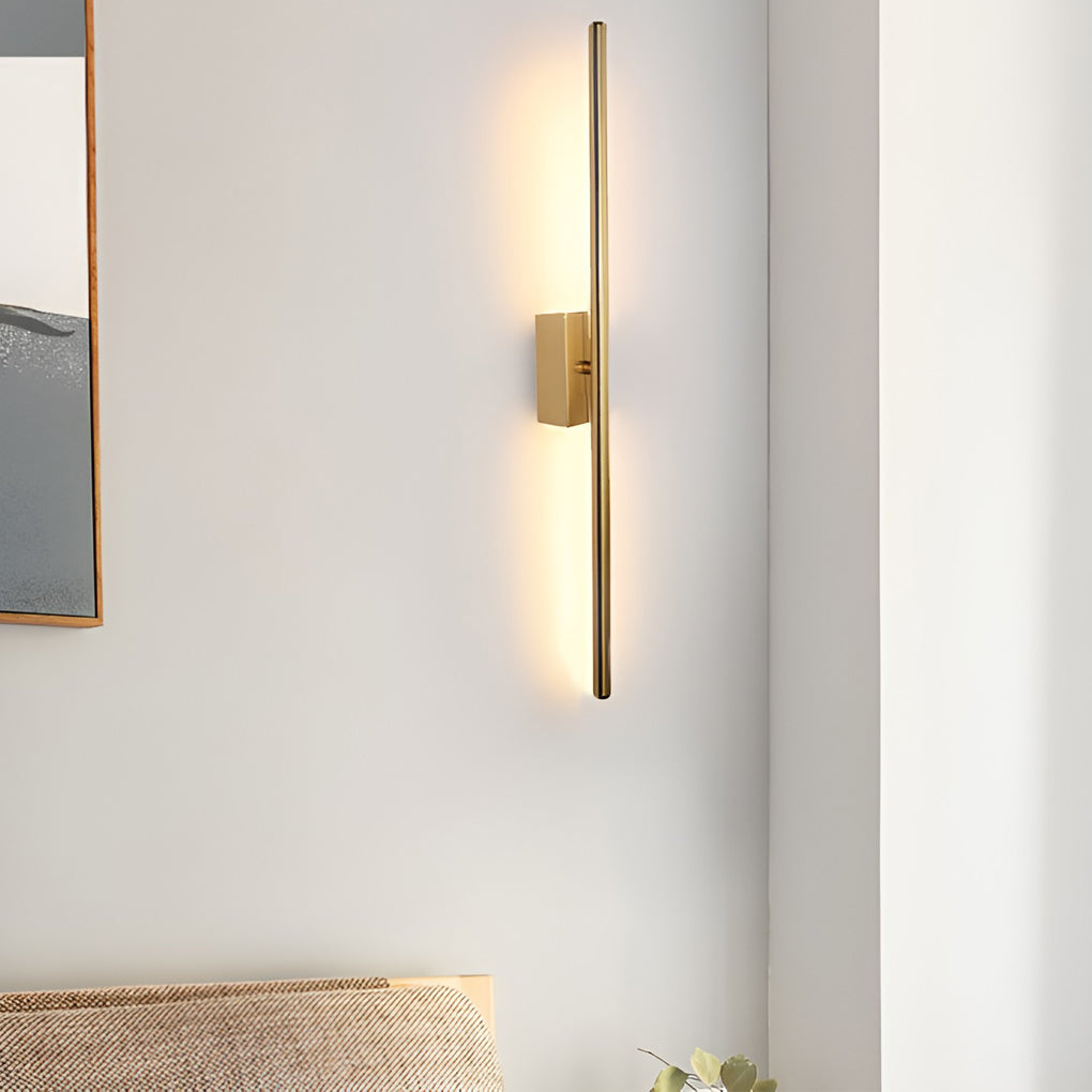 Vertical wall lights providing elegant illumination for a contemporary study.
