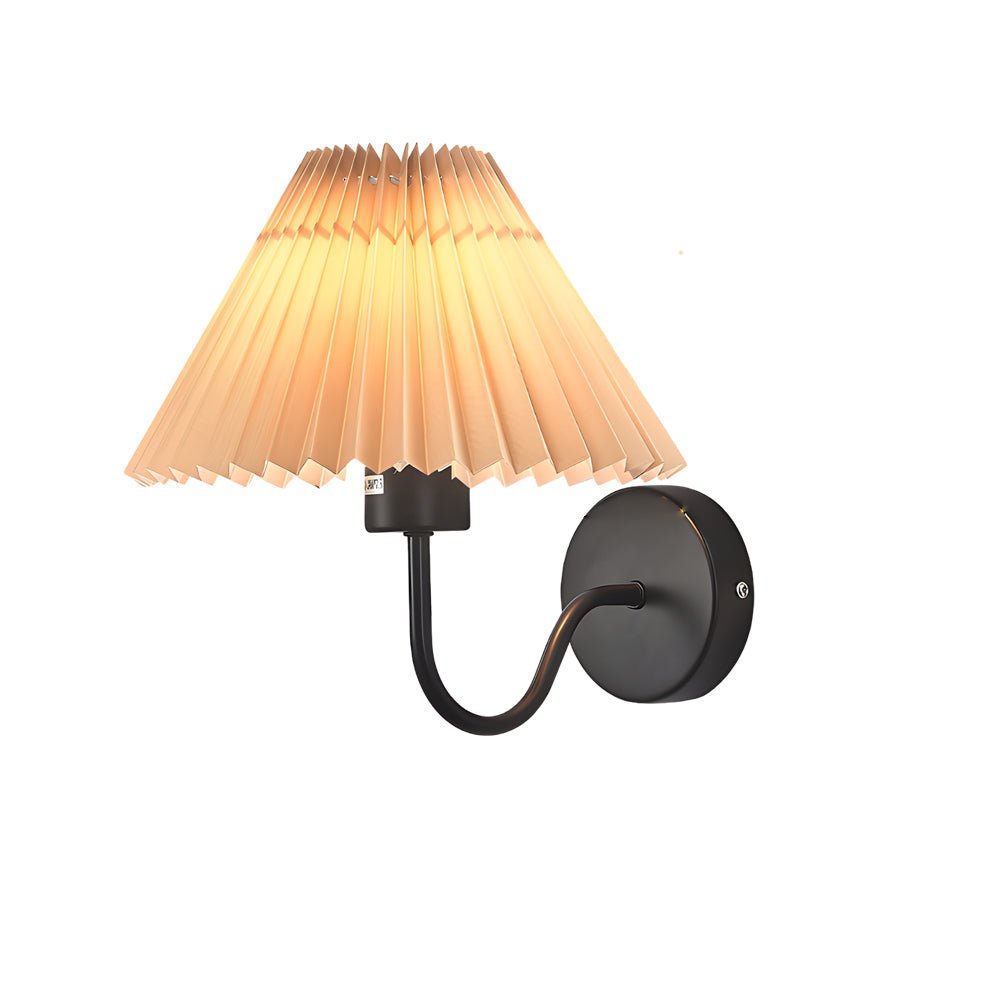 Vintage 1 - Light Dimmable Metallic Armed Sconce with Pleated Fabric Shade