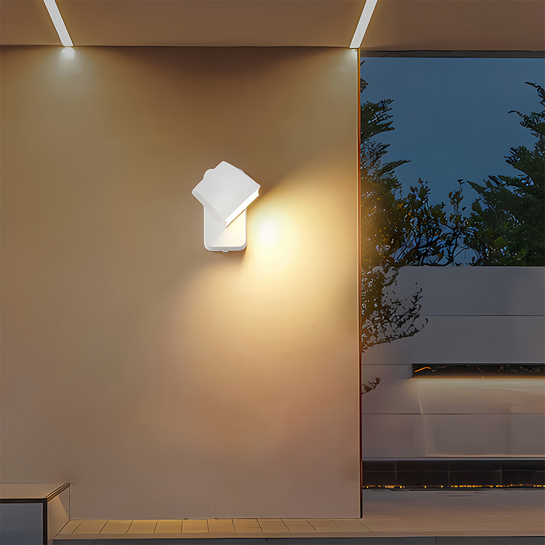 Pair of wall industrial lights creating welcoming ambiance on either side of residential doorway