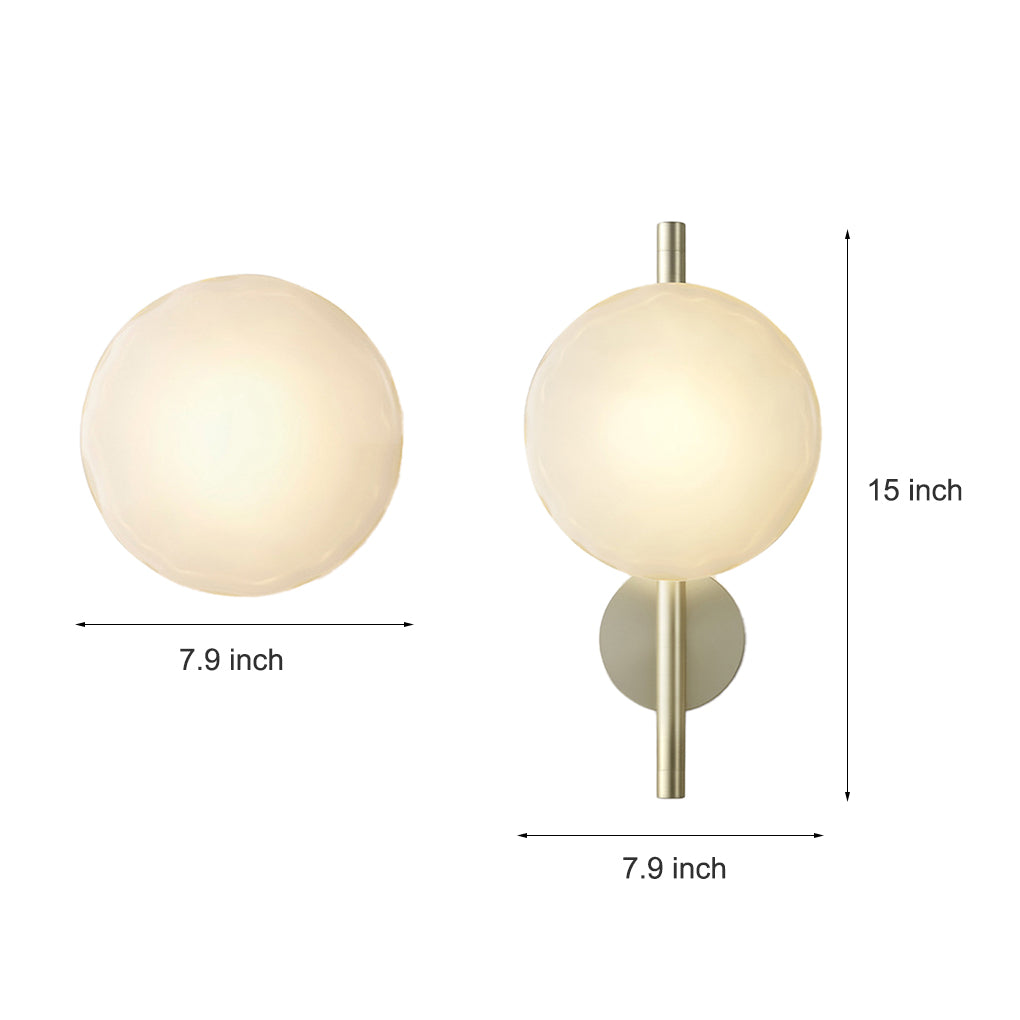 Line drawing of wall lamp with diffused light dimensions, providing installation specifications.