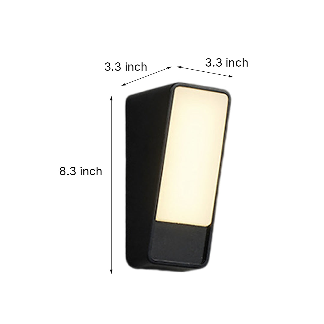 Technical dimensions diagram showing measurements for compact wall light fixture design