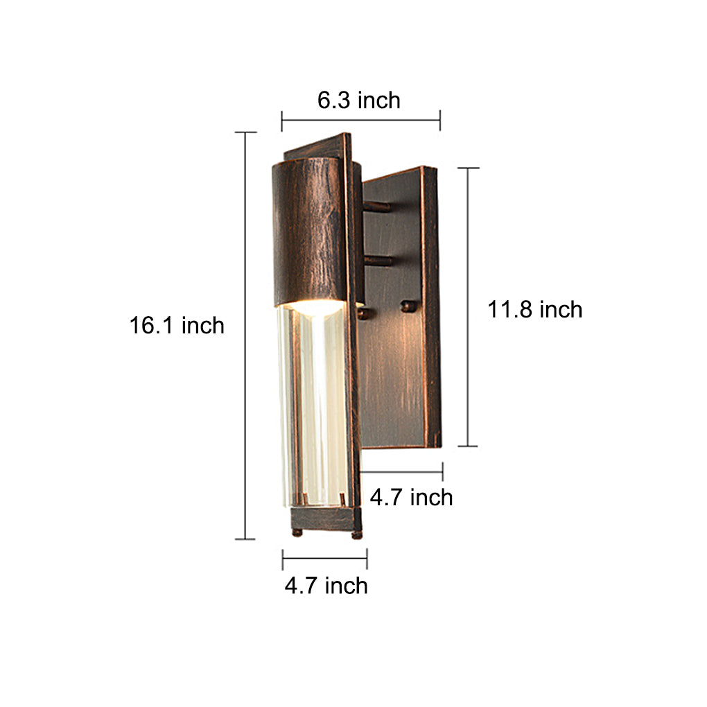 Wall mount outdoor lighting showing product size and dimensions