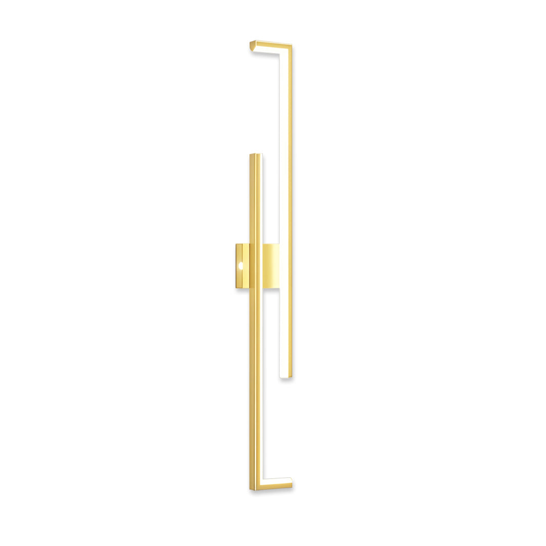 Gold vertical wall art led lights with soft warm glow displayed on a white background.