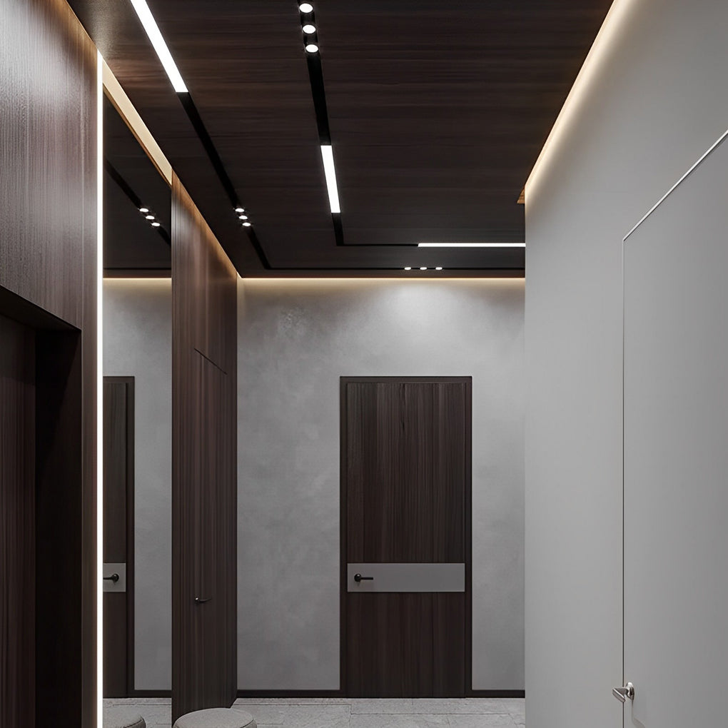 Waterproof LED strip lights used in a commercial hallway lighting design