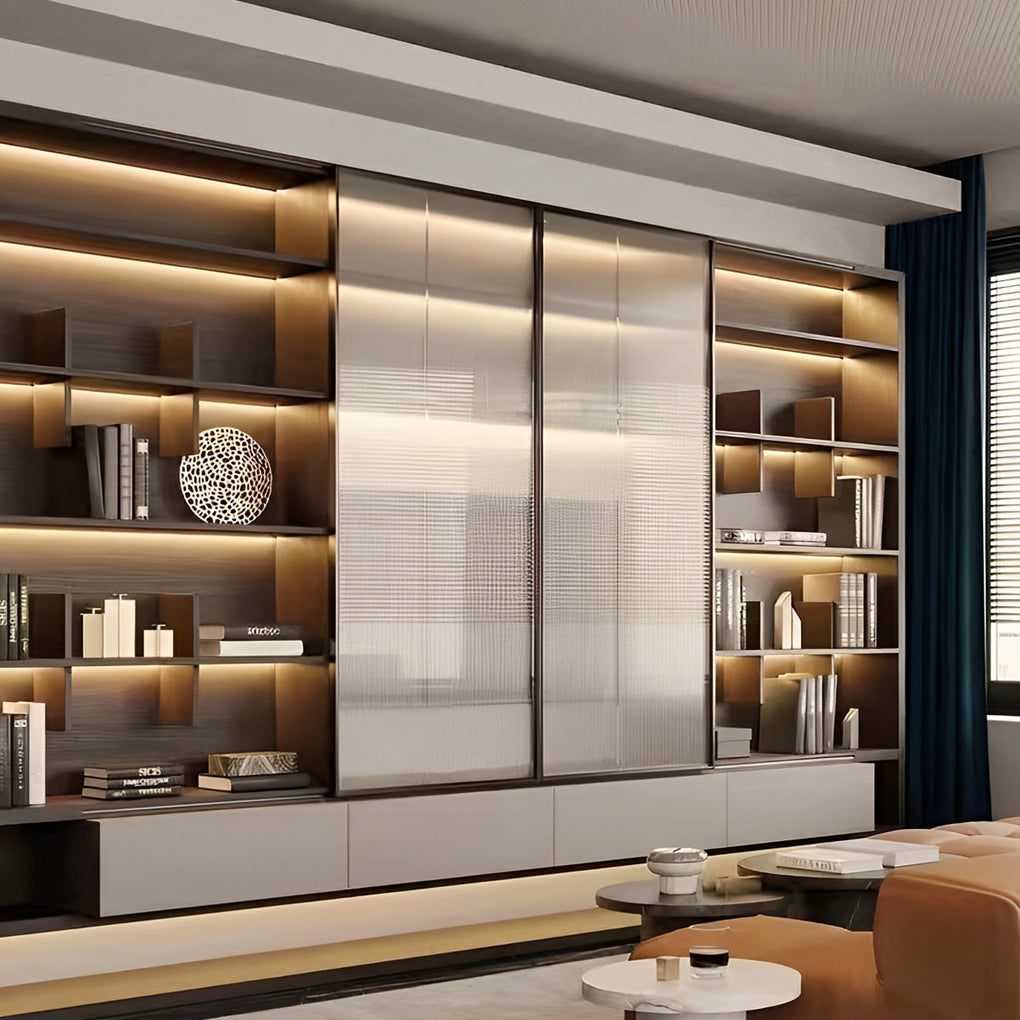 Waterproof LED strip lights outlining a living room feature wall