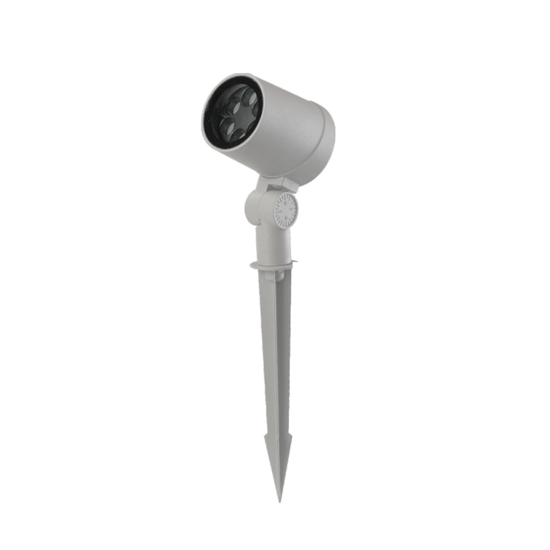 Weatherproof tree spotlight with spike mount design for easy ground installation in landscape lighting systems