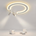 White Arc Flush Mount Light with Spotlight for Study Bedroom