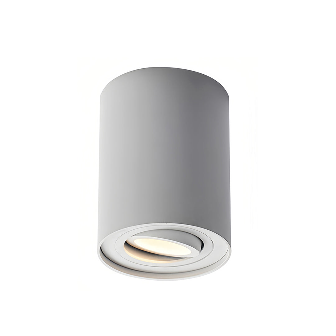 Contemporary white surface mounted downlight with clean cylindrical profile for residential use