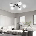 White Glass Bubble Black Semi - Flush Ceiling Light