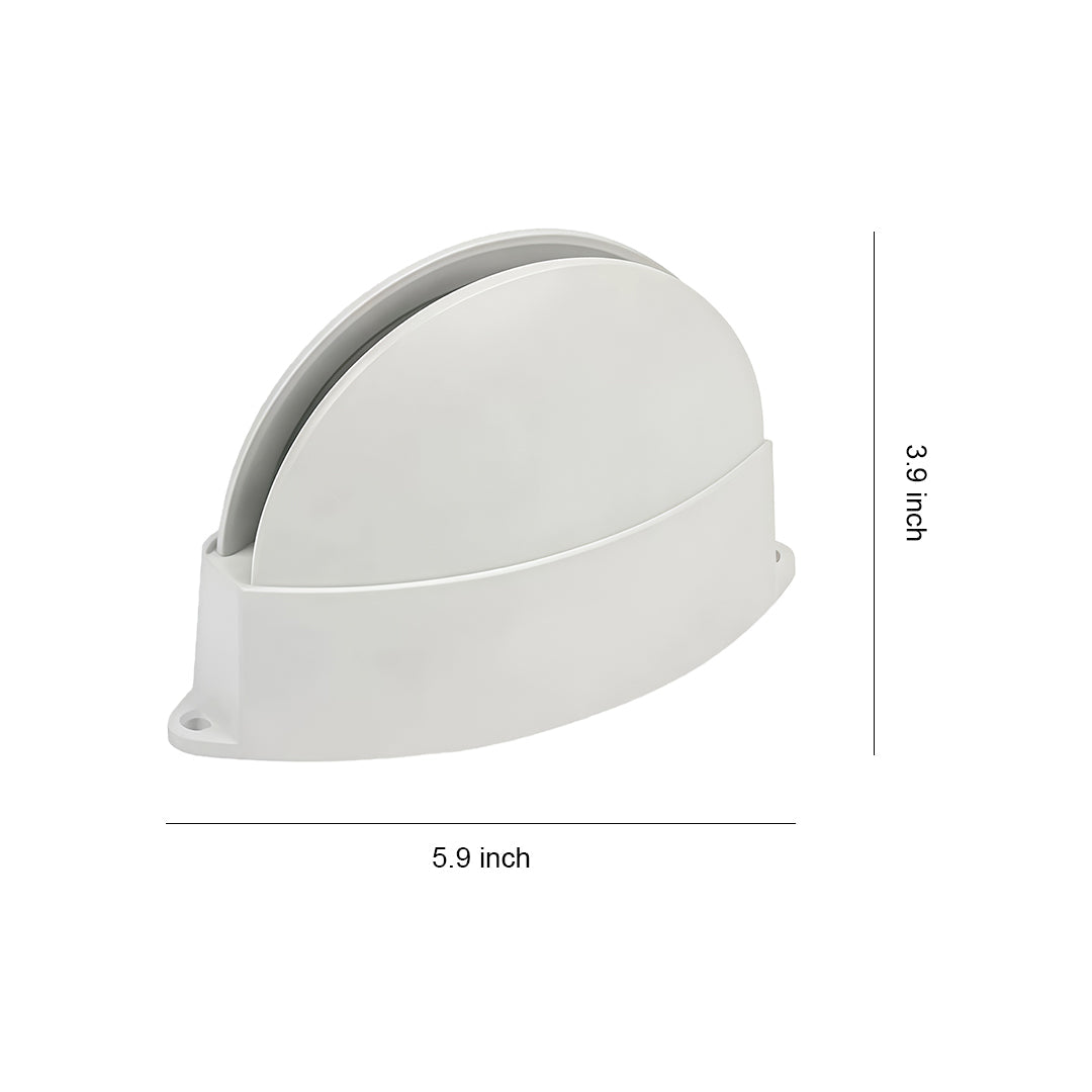 White outdoor wall lights with glass shade chandelier inspired design featuring curved dome shape with decorative top detail.