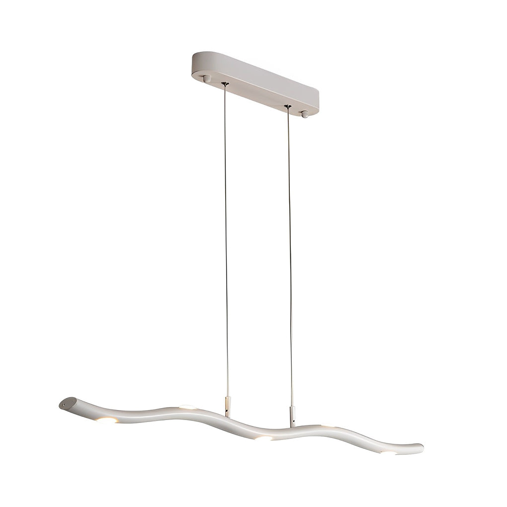Close-up of a white wave pendant light, showcasing its sleek and elegant design.