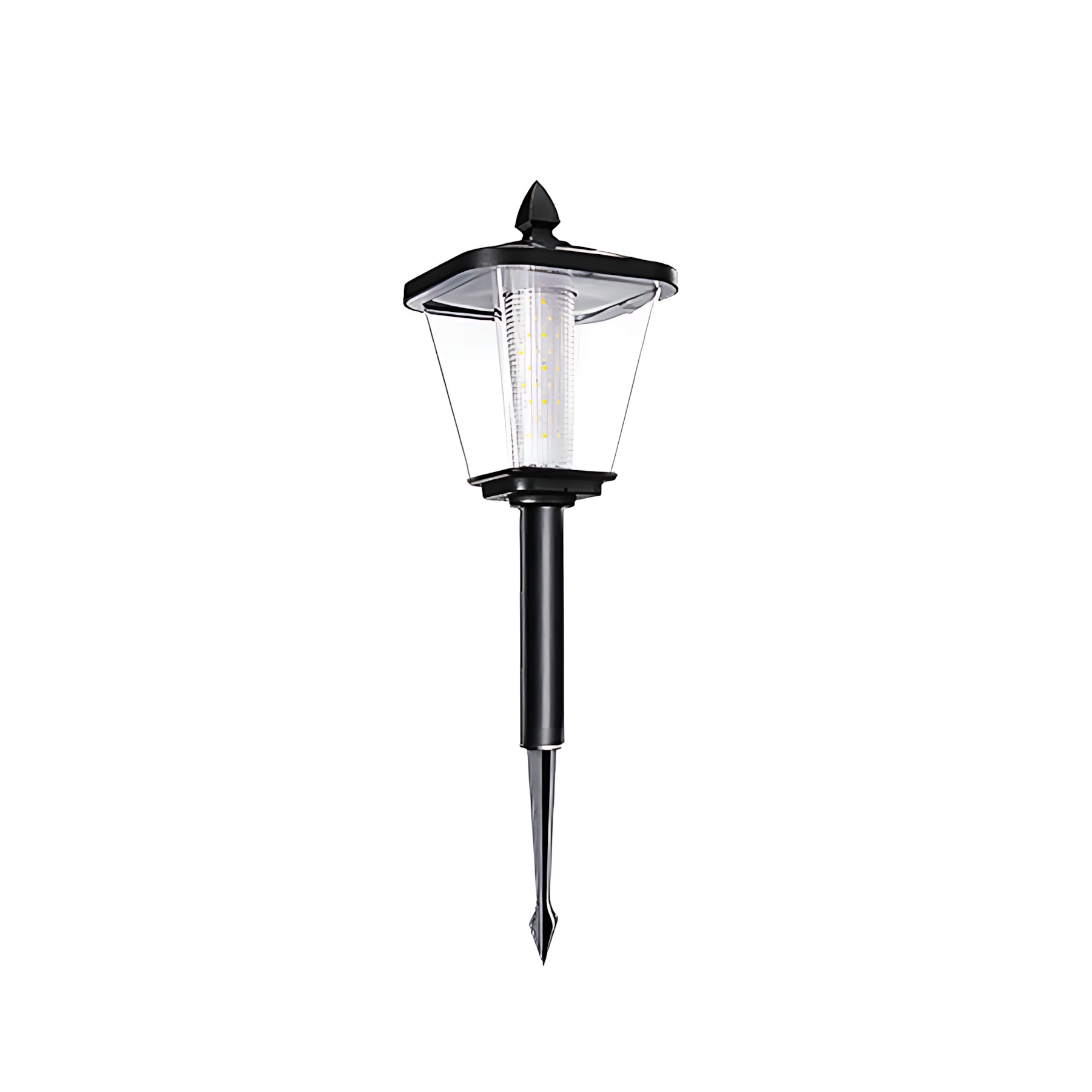 Decorative wicker-style solar garden light with textured shade design