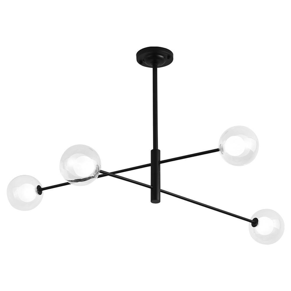 4 - light Glass LED Linear Design Black Modern Sputnik Chandelier Ceiling Lights