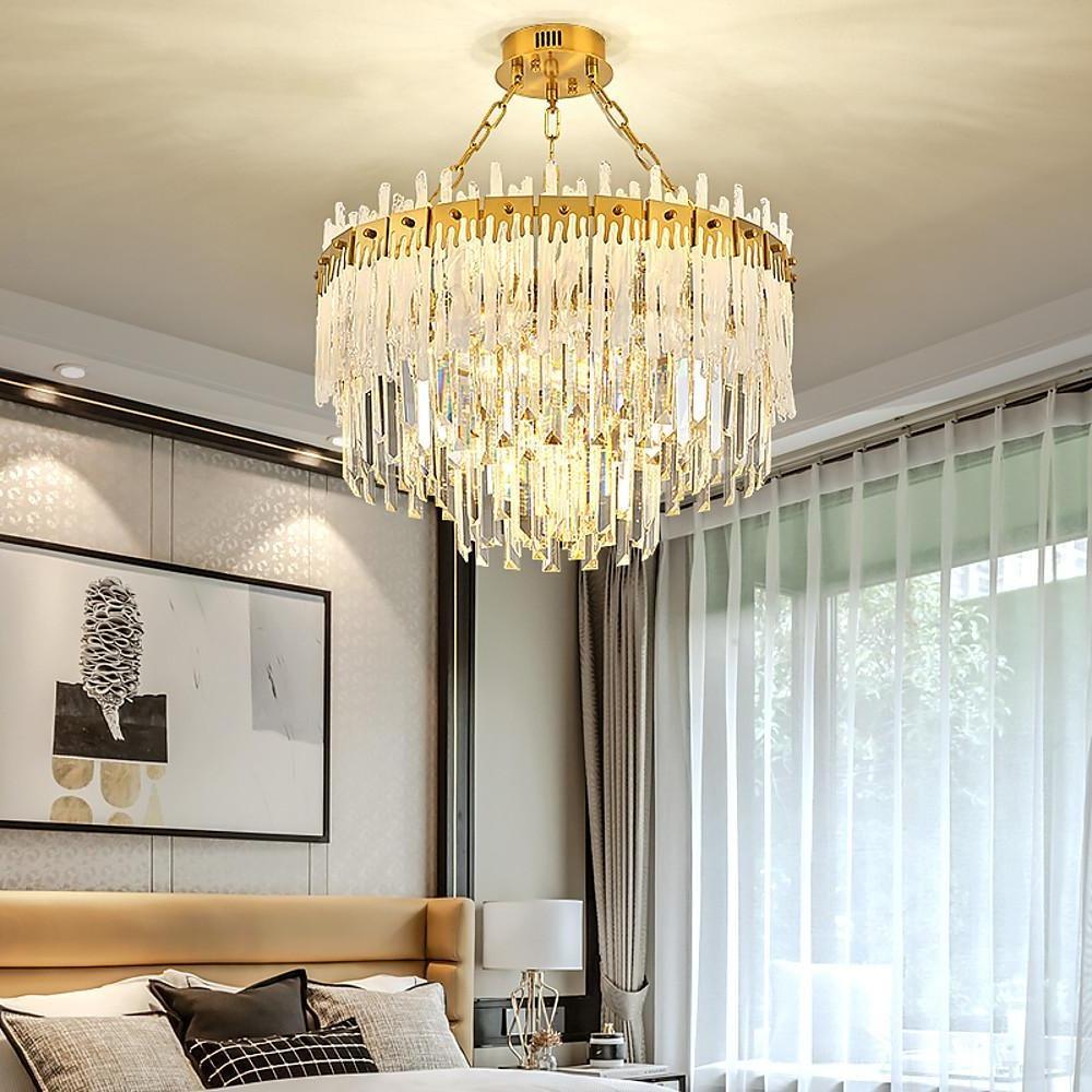20'' LED 17 12 Bulbs 9-Light Unique Design Pendant Light Nordic Style LED Stainless Steel Crystal Pendant Lights