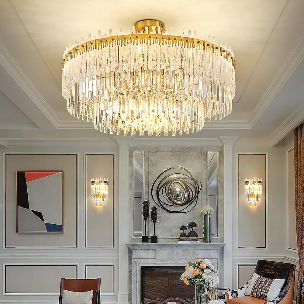 20'' LED 17 12 Bulbs 9-Light Unique Design Pendant Light Nordic Style LED Stainless Steel Crystal Pendant Lights-dazuma