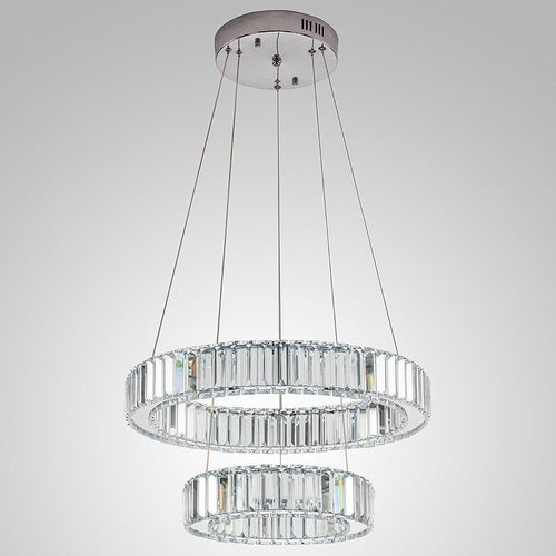 2 - ring Regular Shape Steel Crystal LED Chandelier
