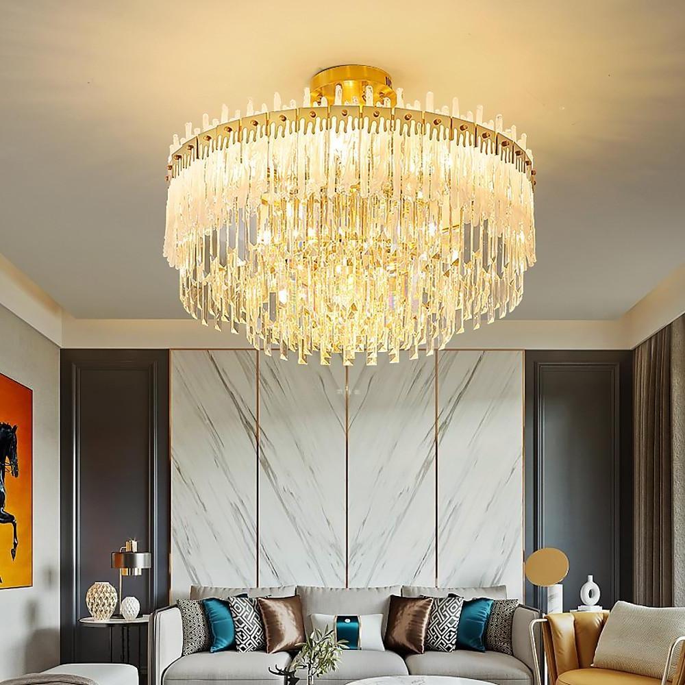 20'' LED 17 12 Bulbs 9-Light Unique Design Pendant Light Nordic Style LED Stainless Steel Crystal Pendant Lights