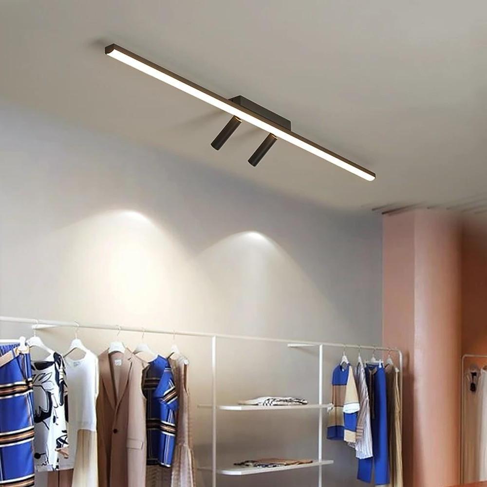 Unique 2 - Spotlights Black Linear Semi - Flush Mount Ceiling LED Light
