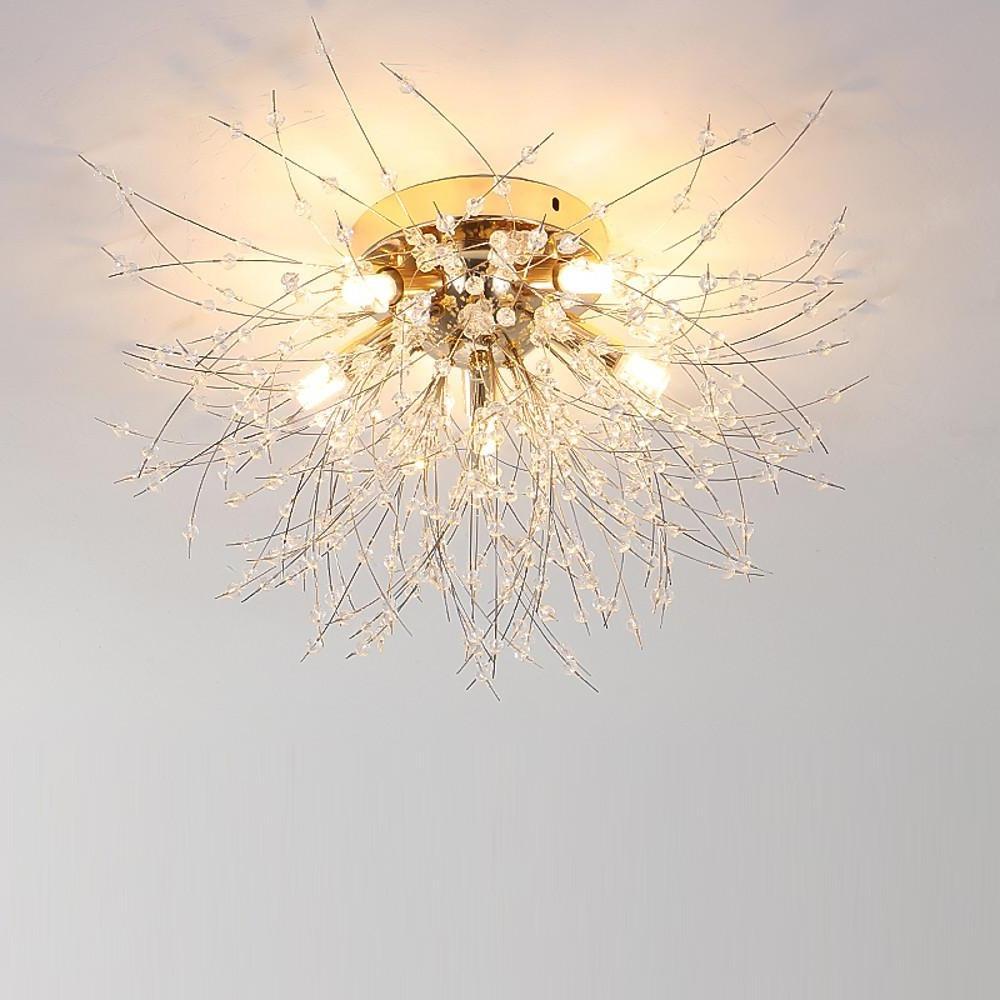 5 - Light Unique Style Design Flush Mount Lighting Metal Crystal LED Living Room Ceiling Lights