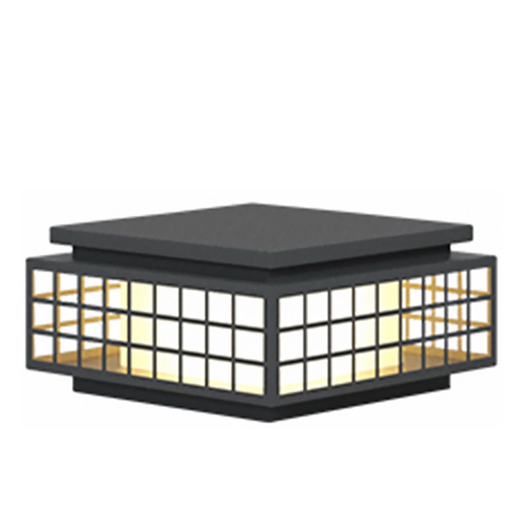 Zen garden light dimensions, front view with detailed size specifications.
