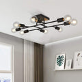 8 - Light Antique Brass Vintage LED Semi Flush Mount Ceiling Light